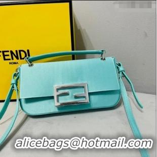 Promotional Fendi Baguette Mini Satin Bag 0108 Turquoise Blue 2023