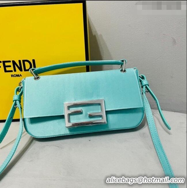 Promotional Fendi Baguette Mini Satin Bag 0108 Turquoise Blue 2023