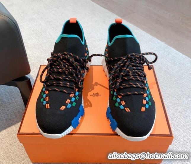 Pretty Style Hermes Flex Knit Sneakers Black/Blue 090923