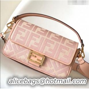 Super Quality Fendi Baguette Medium Bag in FF Canvas FD1280 Pink 2023