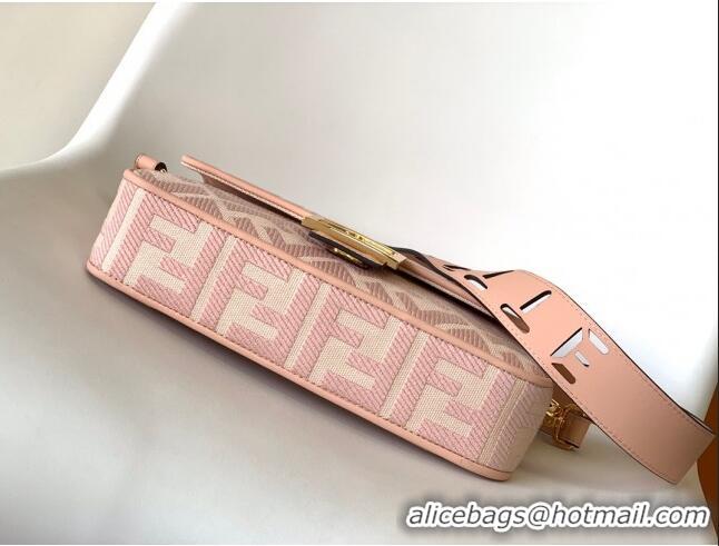 Super Quality Fendi Baguette Medium Bag in FF Canvas FD1280 Pink 2023