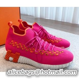 Popular Style Hermes Flex Knit Sneakers Dark Pink 090924