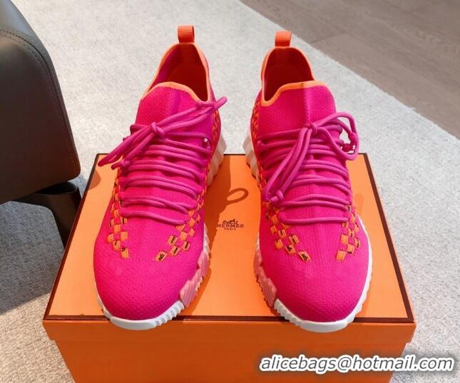 Popular Style Hermes Flex Knit Sneakers Dark Pink 090924