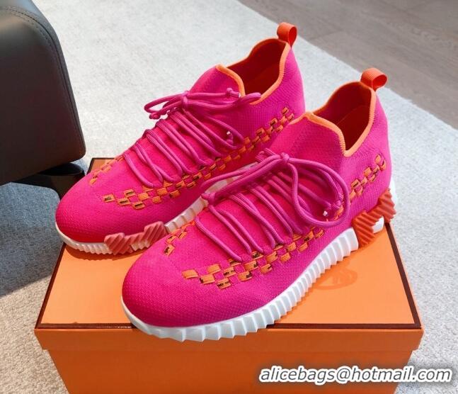 Popular Style Hermes Flex Knit Sneakers Dark Pink 090924