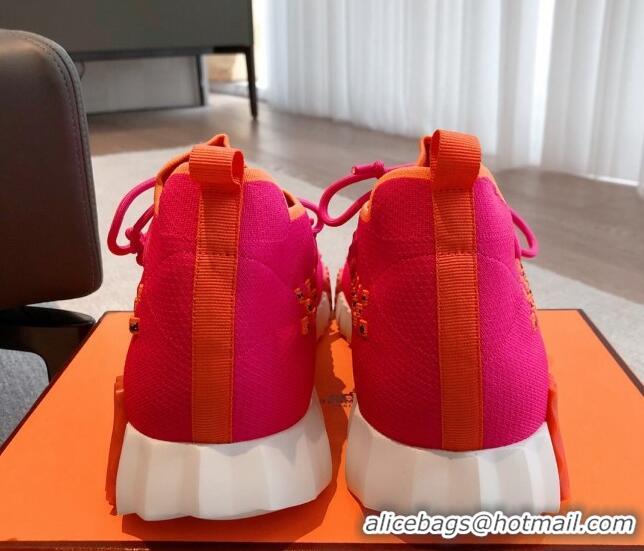 Popular Style Hermes Flex Knit Sneakers Dark Pink 090924