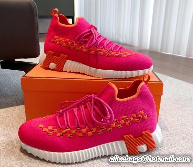 Popular Style Hermes Flex Knit Sneakers Dark Pink 090924