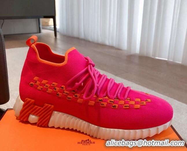 Popular Style Hermes Flex Knit Sneakers Dark Pink 090924