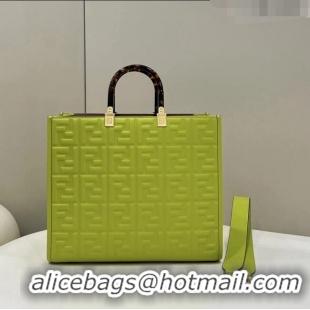 Promotional Fendi Sunshine Shopper Medium Bag in FF Leather 8597L Acid Green 2022