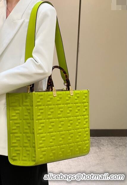 Promotional Fendi Sunshine Shopper Medium Bag in FF Leather 8597L Acid Green 2022