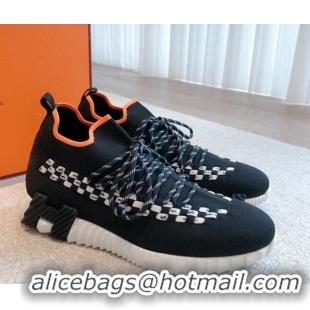 Discount Hermes Flex Knit Sneakers Black/White 090925