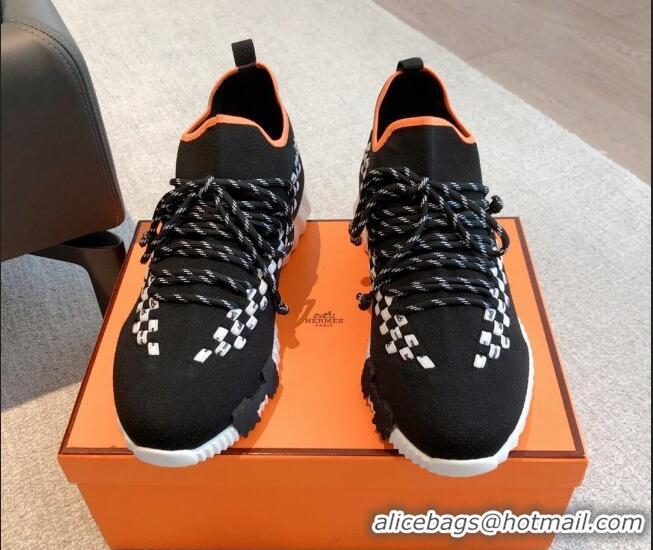 Discount Hermes Flex Knit Sneakers Black/White 090925