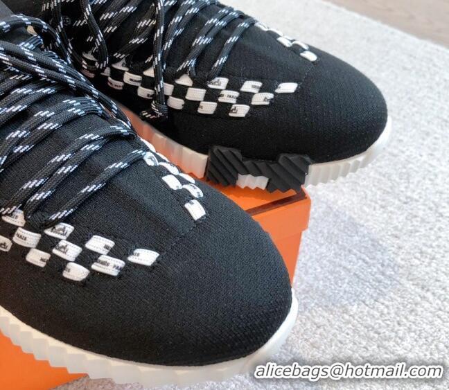 Discount Hermes Flex Knit Sneakers Black/White 090925