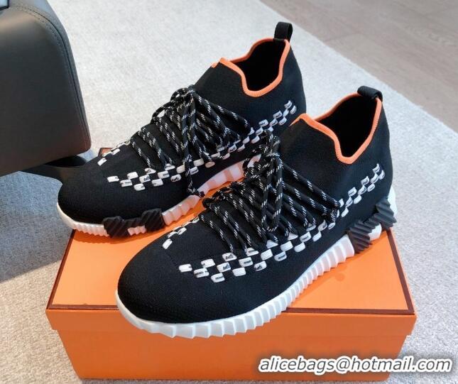 Discount Hermes Flex Knit Sneakers Black/White 090925