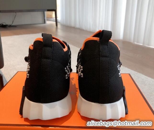 Discount Hermes Flex Knit Sneakers Black/White 090925