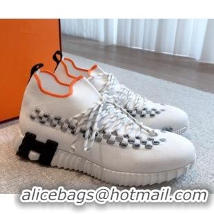 Luxury Hermes Flex Knit Sneakers White 090926