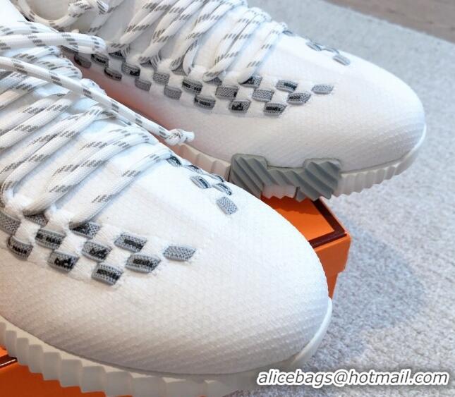 Luxury Hermes Flex Knit Sneakers White 090926