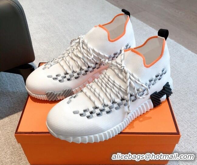 Luxury Hermes Flex Knit Sneakers White 090926