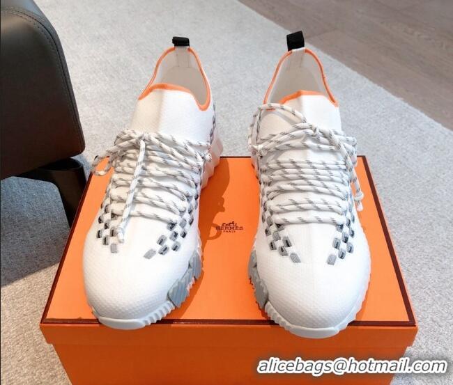 Luxury Hermes Flex Knit Sneakers White 090926