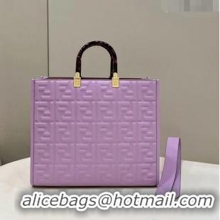 Promotional Fendi Sunshine Shopper Medium Bag in FF Leather 8597L Lilac Purple 2022