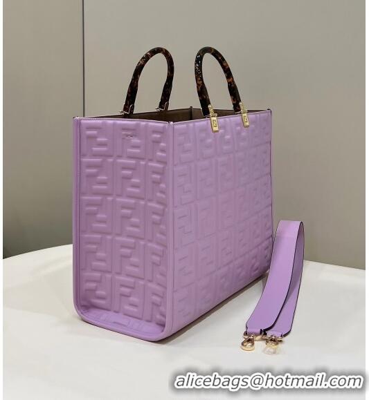 Promotional Fendi Sunshine Shopper Medium Bag in FF Leather 8597L Lilac Purple 2022