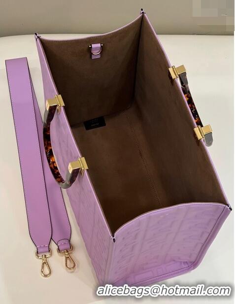 Promotional Fendi Sunshine Shopper Medium Bag in FF Leather 8597L Lilac Purple 2022