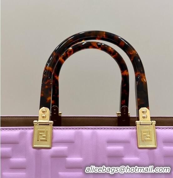 Promotional Fendi Sunshine Shopper Medium Bag in FF Leather 8597L Lilac Purple 2022