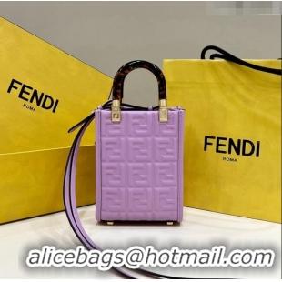 Low Price Fendi Mini Sunshine Shopper Bag in FF Leather 8597S Lilac Purple 2022