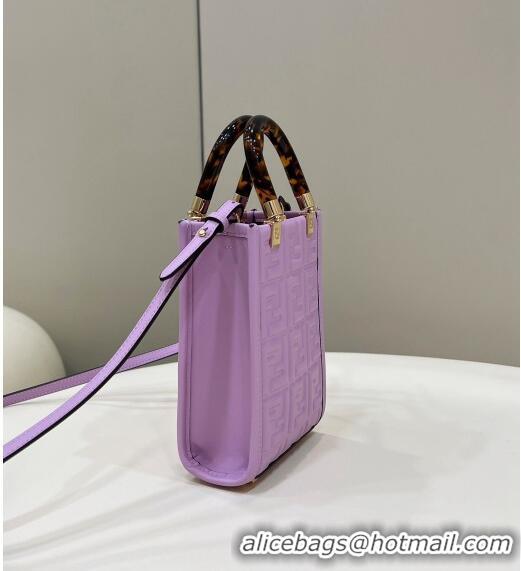 Low Price Fendi Mini Sunshine Shopper Bag in FF Leather 8597S Lilac Purple 2022