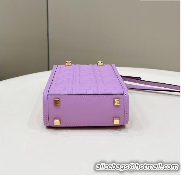 Low Price Fendi Mini Sunshine Shopper Bag in FF Leather 8597S Lilac Purple 2022