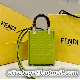 Pretty Style Fendi Mini Sunshine Shopper Bag in FF Leather 8597S Acid Green 2022