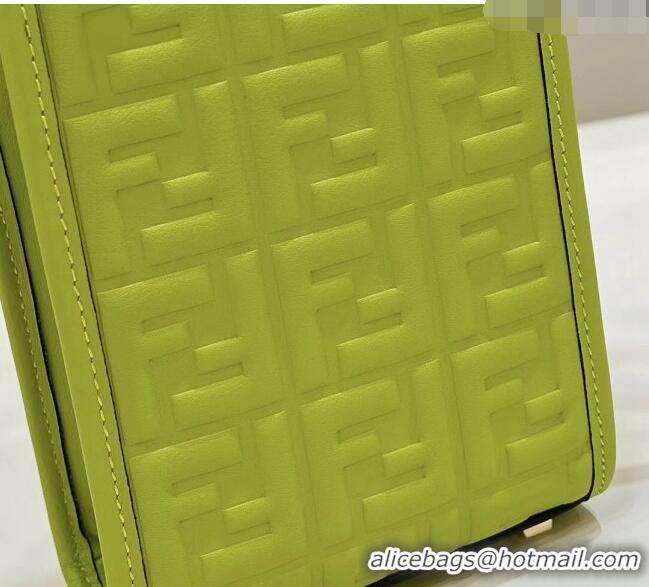 Pretty Style Fendi Mini Sunshine Shopper Bag in FF Leather 8597S Acid Green 2022