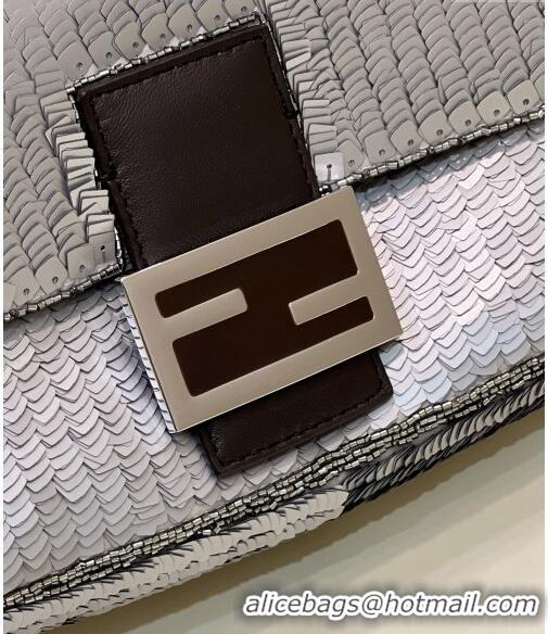 Buy Discount Fendi Baguette Re-Edition bag in Aluminum-tone Sequins 8602 2023