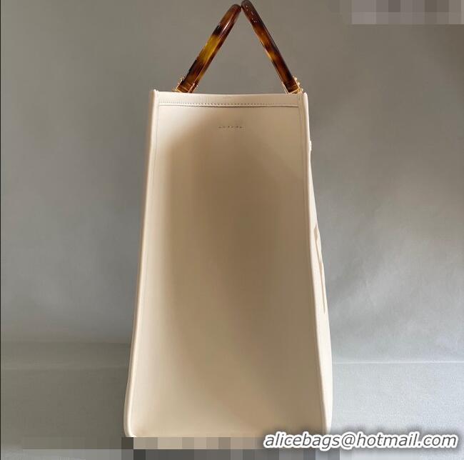 Good Quality Fendi Sunshine Leather Large Shopper Bag 8372 White 2023