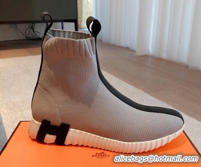 Durable Hermes Bouncing Knit Ankle Boots Grey/Black 092178