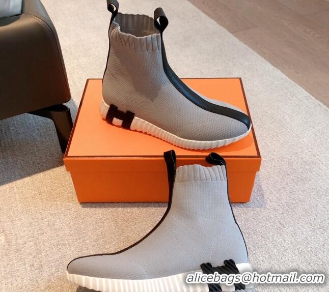 Durable Hermes Bouncing Knit Ankle Boots Grey/Black 092178