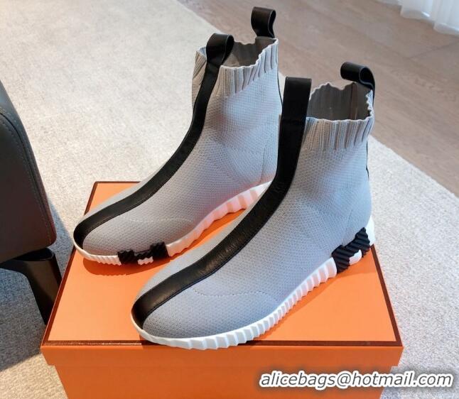 Durable Hermes Bouncing Knit Ankle Boots Grey/Black 092178