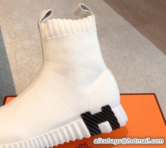 Luxury Hermes Bouncing Knit Ankle Boots White 092179