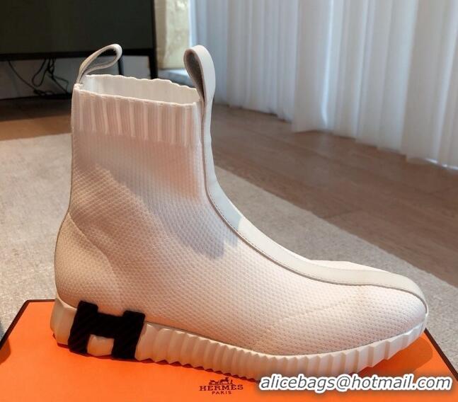 Luxury Hermes Bouncing Knit Ankle Boots White 092179