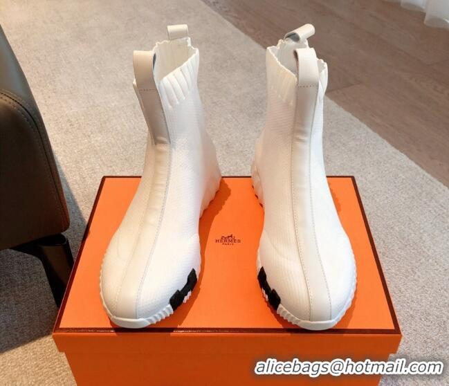 Luxury Hermes Bouncing Knit Ankle Boots White 092179