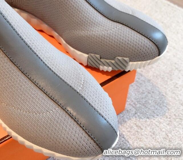 Crafted Hermes Bouncing Knit Ankle Boots Grey 092181