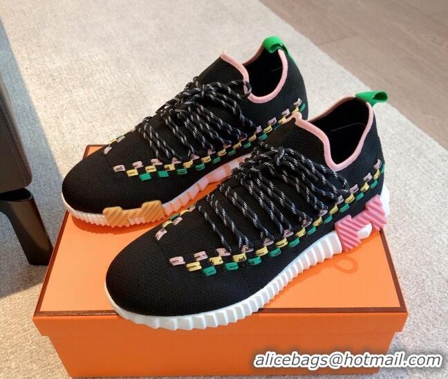 Luxurious Hermes Flex Knit Sneakers Black 092183