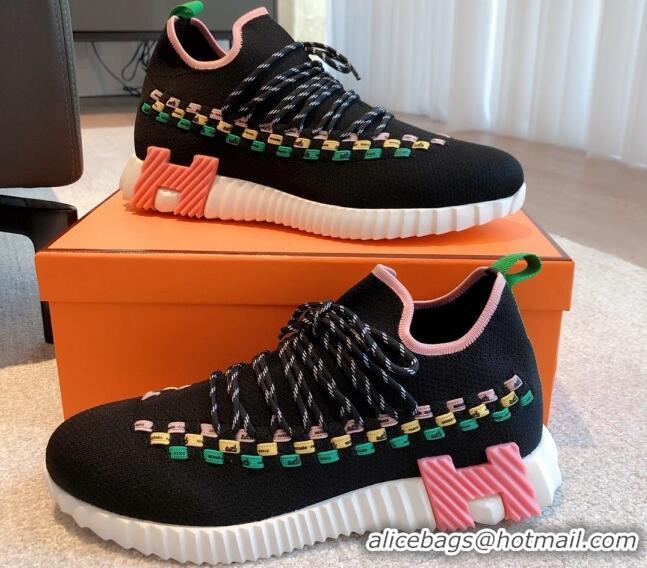 Luxurious Hermes Flex Knit Sneakers Black 092183