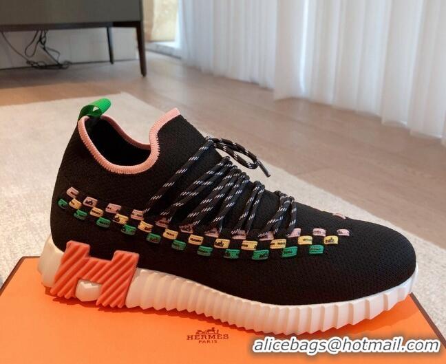 Luxurious Hermes Flex Knit Sneakers Black 092183