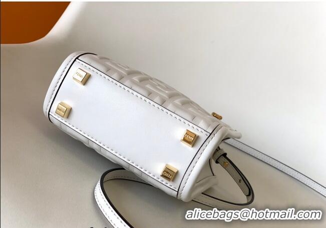 Promotional Fendi Sunshine FF Leather Mini Shopper Bag FD015 White 2023