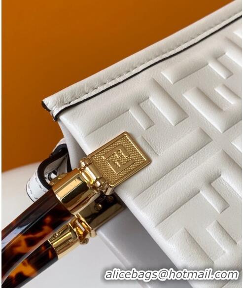 Promotional Fendi Sunshine FF Leather Mini Shopper Bag FD015 White 2023