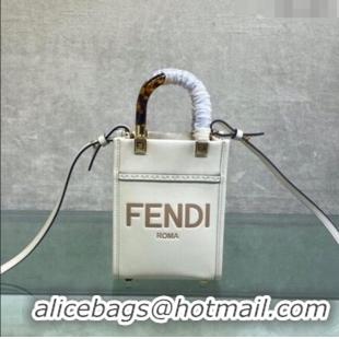 Promotional Fendi Sunshine Leather Mini Shopper Bag FD0213 White 2023