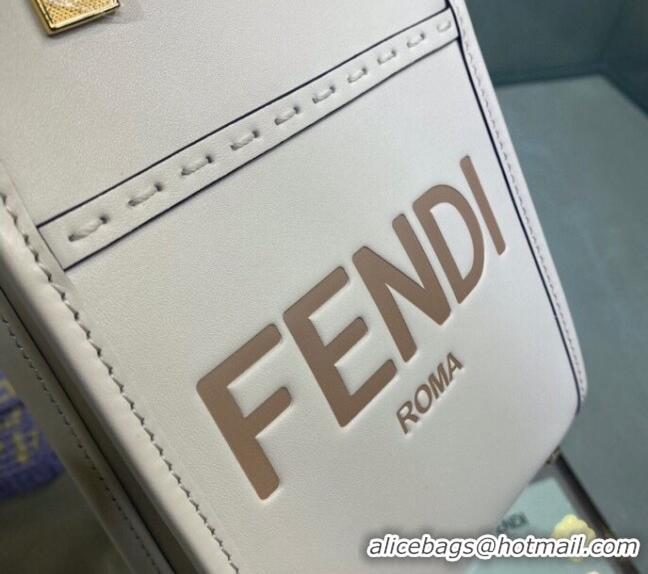 Promotional Fendi Sunshine Leather Mini Shopper Bag FD0213 White 2023