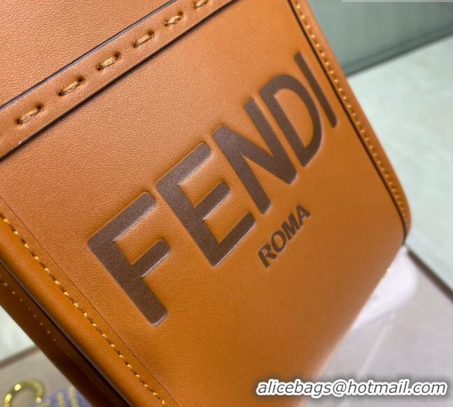 Discount Fendi Sunshine Leather Mini Shopper Bag FD0213 Brown 2023