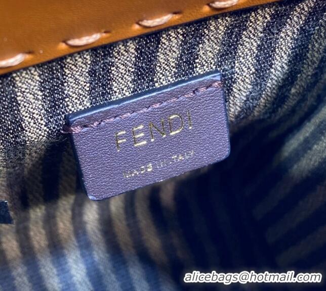 Discount Fendi Sunshine Leather Mini Shopper Bag FD0213 Brown 2023