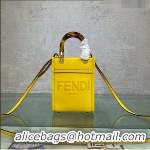 Top Grade Fendi Sunshine Leather Mini Shopper Bag 0213 Yellow 2023